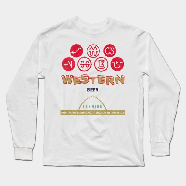 Western Beer Retro Defunct Breweriana Long Sleeve T-Shirt by darklordpug